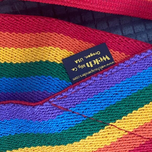 Welch 2" Suspender with Rainbow Striped Webbing 46 inches long Made in USA - Picture 3 of 6